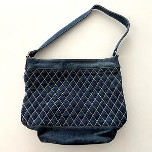 Vera Bradley Denim Jean Shoulder Bucket Hobo Bag 90s